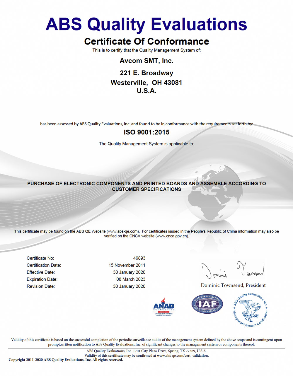 ABS Quality Evaluation-Certificate-30JAN2020